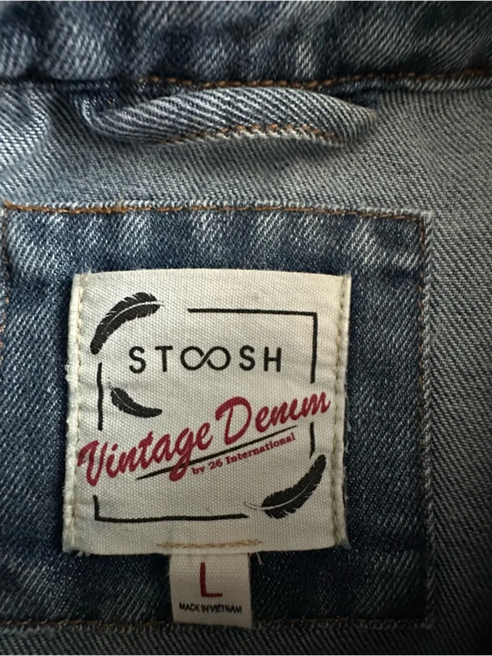 Stoosh Vintage Demin Man's L Blue Light Wash Denim Button Down Shirt Jacket Top - Picture 12 of 16